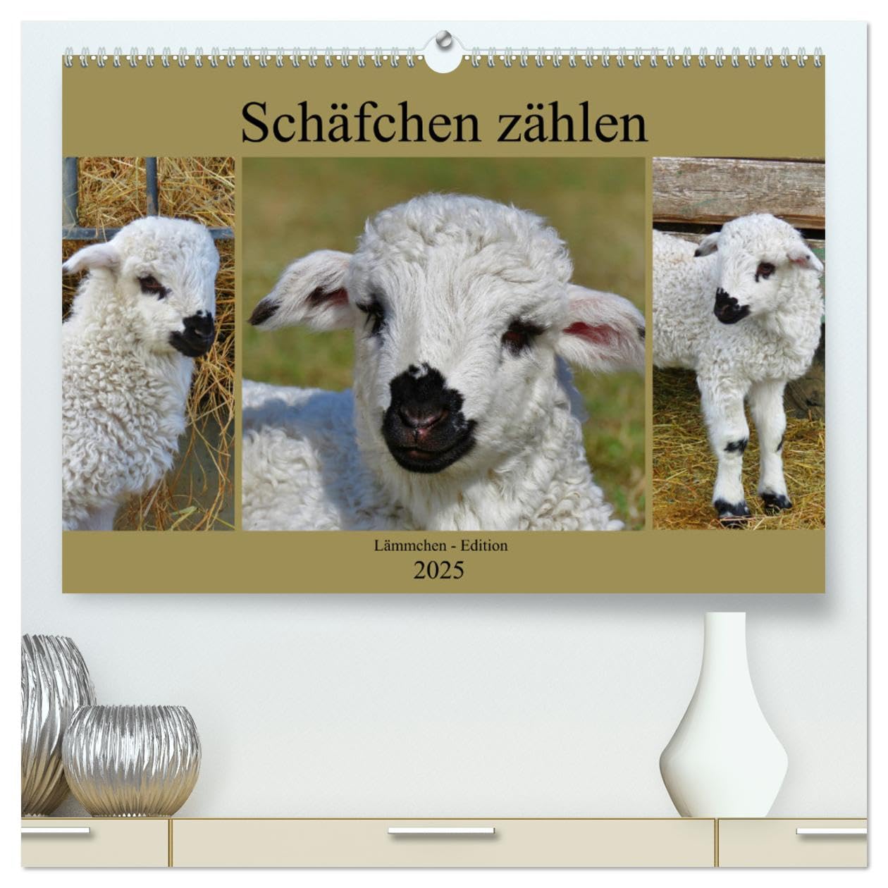 Schäfchen zählen - Lämmchen-Edition (hochwertiger Premium Wandkalender 2025 DIN A2 quer), Kunstdruck in Hochglanz Living & Furnishing