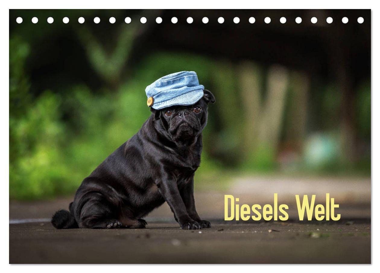 Diesels Welt (Tischkalender 2025 DIN A5 quer), CALVENDO Monatskalender: 12 Monate mit mopsigen Bildern (CALVENDO Tiere) Natural Sciences