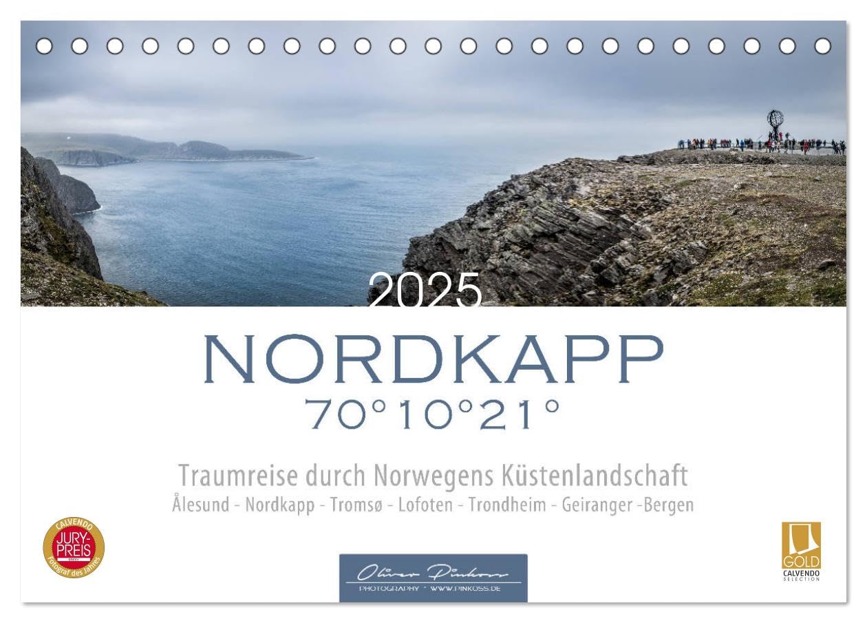 Nordkapp - Norwegens Küstenlandschaft (Tischkalender 2025 DIN A5 quer), CALVENDO Monatskalender: 12 eindrucksvolle Motive von Norwegens Küstenstädte und Landschaften. (CALVENDO Orte) Leisure, Home & Garden