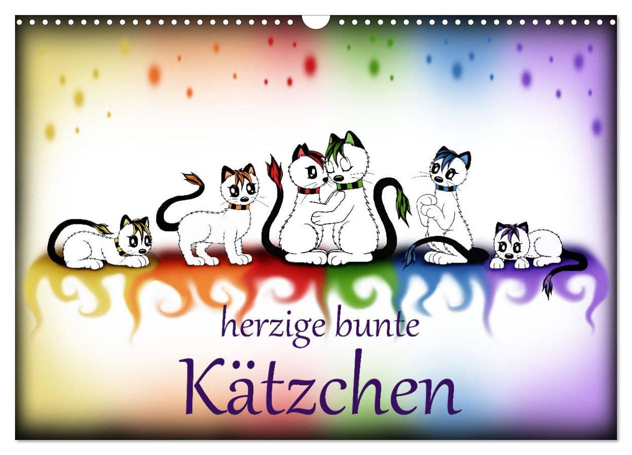 herzige bunte Kätzchen (Wandkalender 2025 DIN A3 quer), CALVENDO Monatskalender: Herzige Katzen Illustrationen (CALVENDO Tiere) Natural Sciences