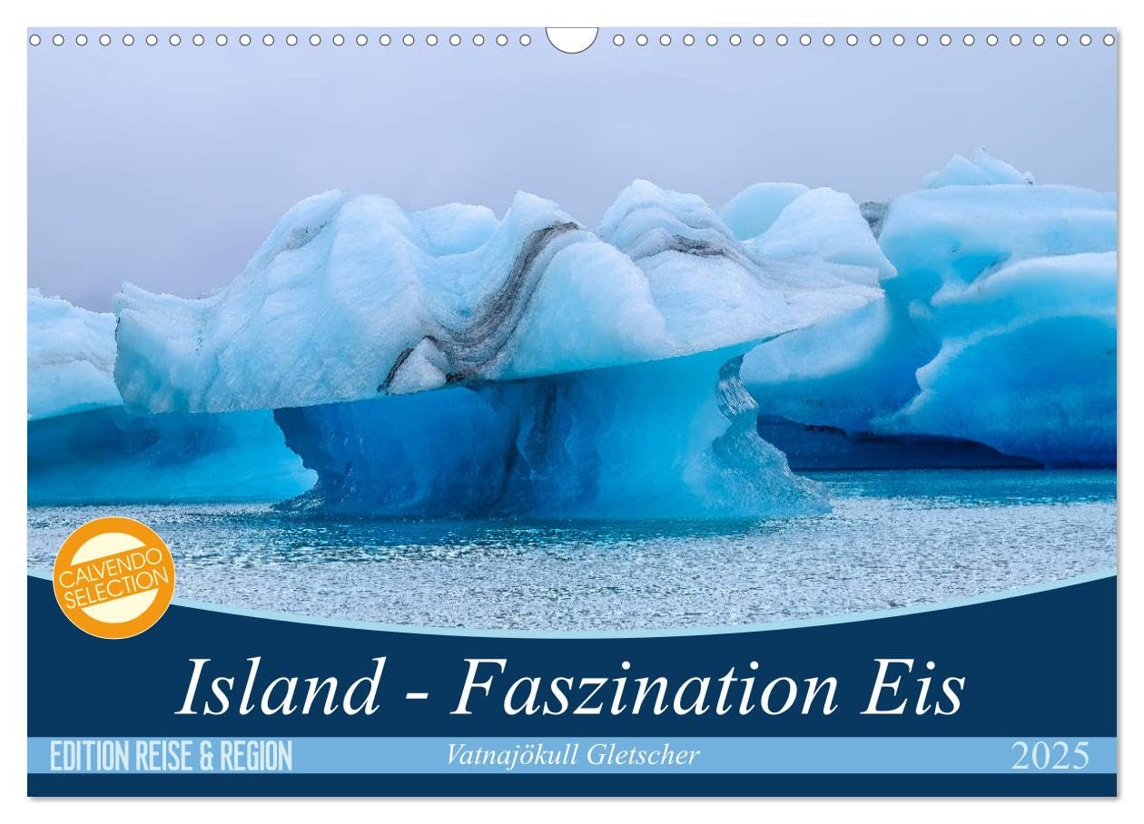 Island - Faszination Eis. Vatnajökull Gletscher (Wandkalender 2025 DIN A3 quer), CALVENDO Monatskalender: Lassen Sie sich verzaubern, von den Farben ... in den Atlantik (CALVENDO Orte) Leisure, Home & Garden