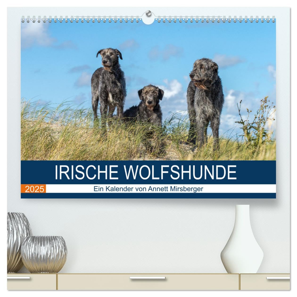 Irische Wolfshunde (hochwertiger Premium Wandkalender 2025 DIN A2 quer), Kunstdruck in Hochglanz: Sanfte Riesen (CALVENDO Tiere) Living & Furnishing