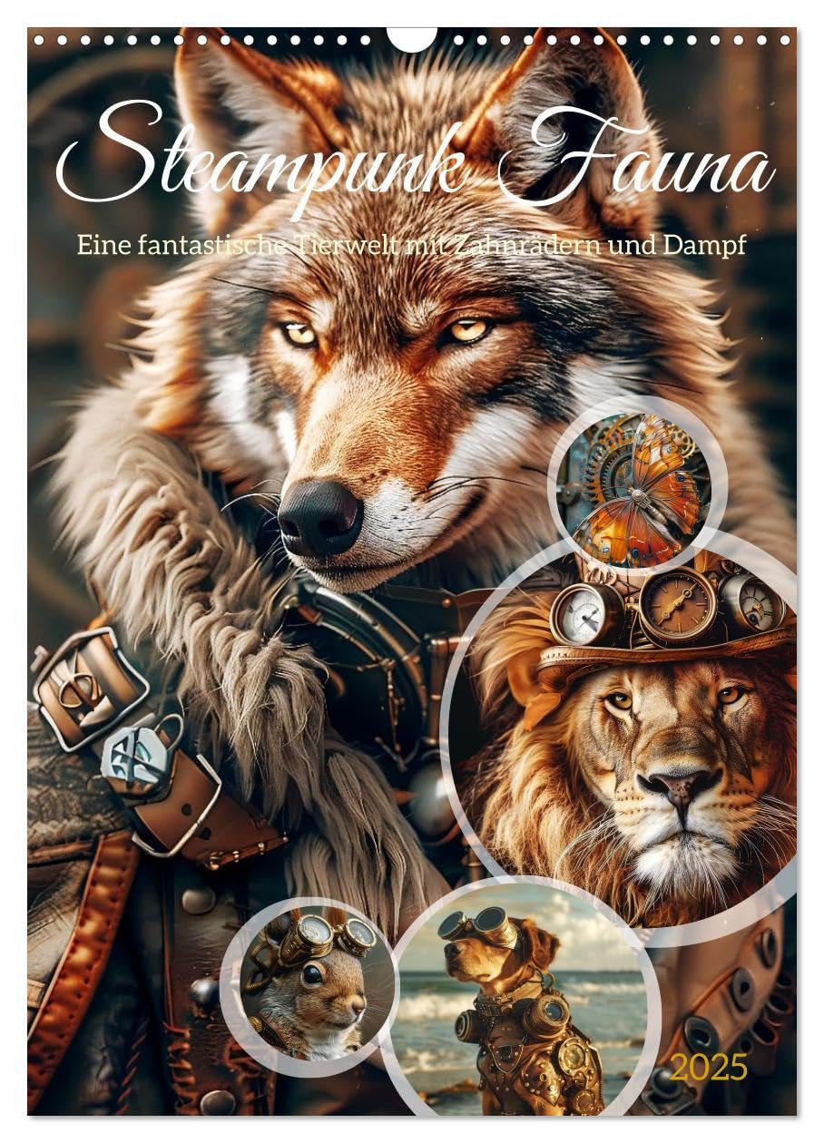 Steampunk Fauna (Wandkalender 2025 DIN A3 hoch), CALVENDO Monatskalender: Tierisch wilde Steampunk Schönheiten (CALVENDO Tiere) Natural Sciences