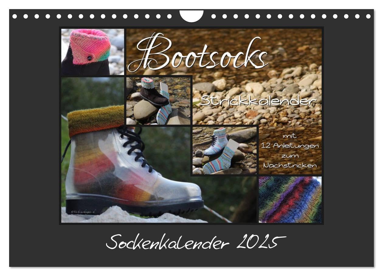 Sockenkalender Bootsocks 2025 (Wandkalender 2025 DIN A4 quer), CALVENDO Monatskalender: Strickkalender mit 12 Anleitungen für Bootsocks (CALVENDO Hobbys) Leisure, Home & Garden