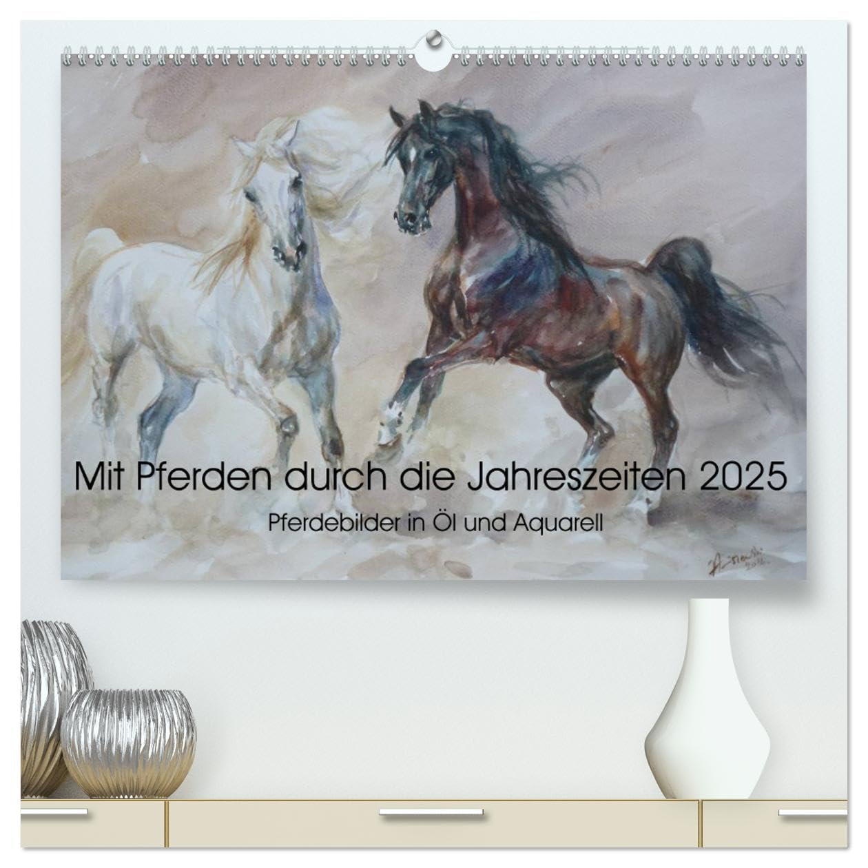 Mit Pferden durch die Jahreszeiten - Pferdebilder in Öl und Aquarell (hochwertiger Premium Wandkalender 2025 DIN A2 quer), Kunstdruck in Hochglanz: ... von Zenon Aniszewsky (CALVENDO Tiere) Natural Sciences