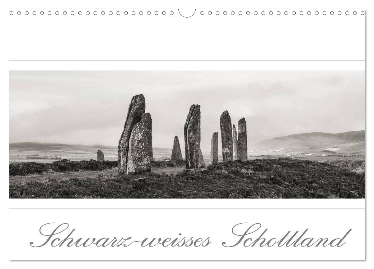 Schwarz-weisses Schottland (Wandkalender 2025 DIN A3 quer), CALVENDO Monatskalender: Schottland im Breitbildformat (CALVENDO Orte) Photography