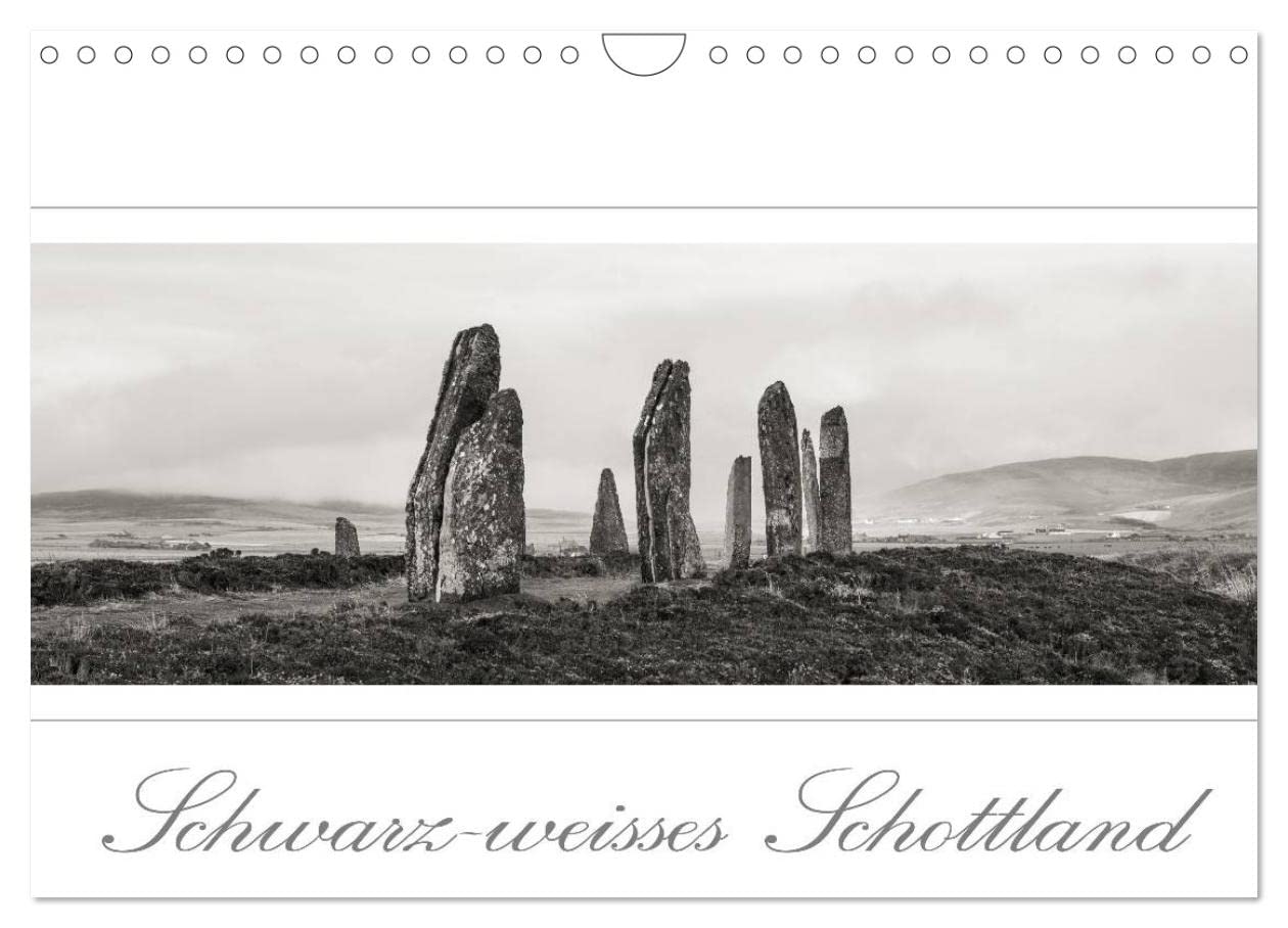 Schwarz-weisses Schottland (Wandkalender 2025 DIN A4 quer), CALVENDO Monatskalender: Schottland im Breitbildformat (CALVENDO Orte) Photography