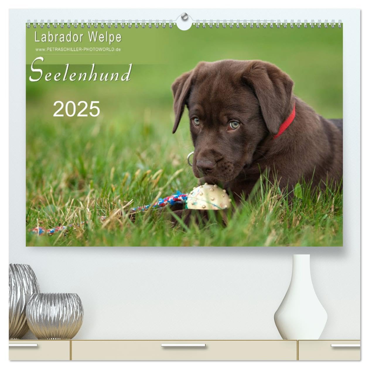 Labrador Welpe – Seelenhund (hochwertiger Premium Wandkalender 2025 DIN A2 quer), Kunstdruck in Hochglanz: Chocolate Labrador Welpe, 9 Wochen alt (CALVENDO Tiere) Film, Art & Culture