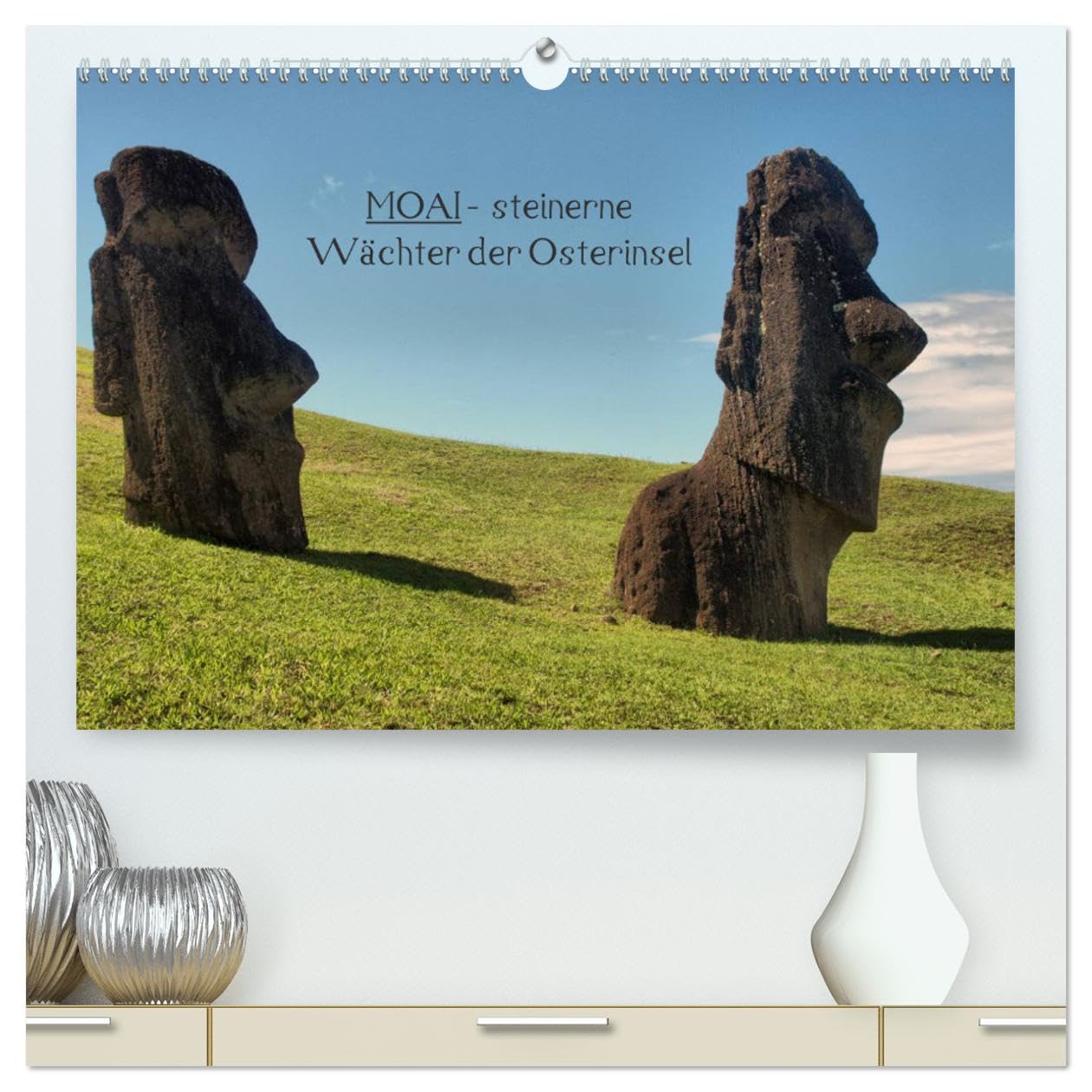 MOAI - steinerne Wächter der Osterinsel (hochwertiger Premium Wandkalender 2025 DIN A2 quer), Kunstdruck in Hochglanz: 12 Monate mit den berühmten Steinköpfen der Osterinsel (CALVENDO Orte) Travel Guides