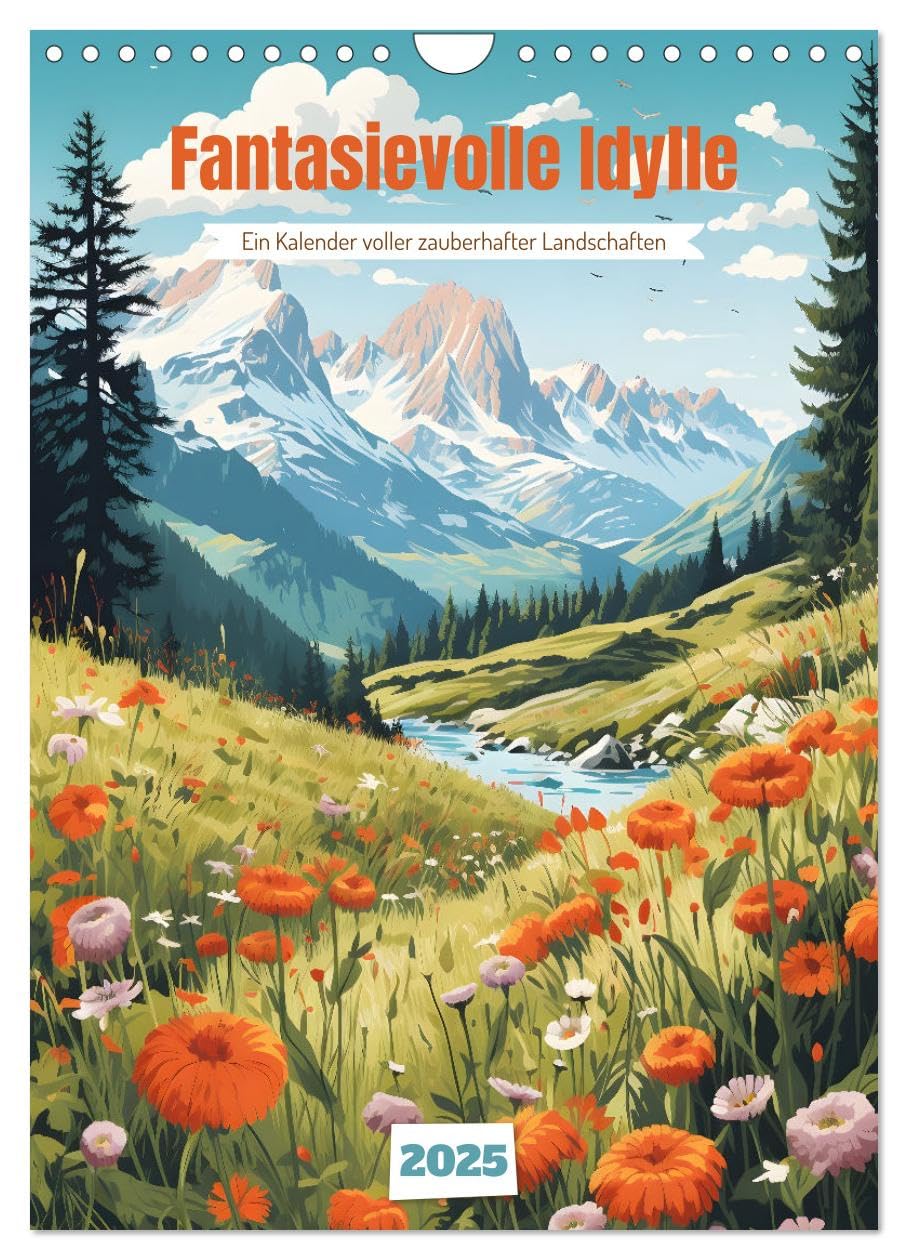 Fantasievolle Idylle (Wandkalender 2025 DIN A4 hoch), CALVENDO Monatskalender: Idyllische Fantasiewelten: illustrierte Natur für Zuhause (CALVENDO Natur) Natural Sciences