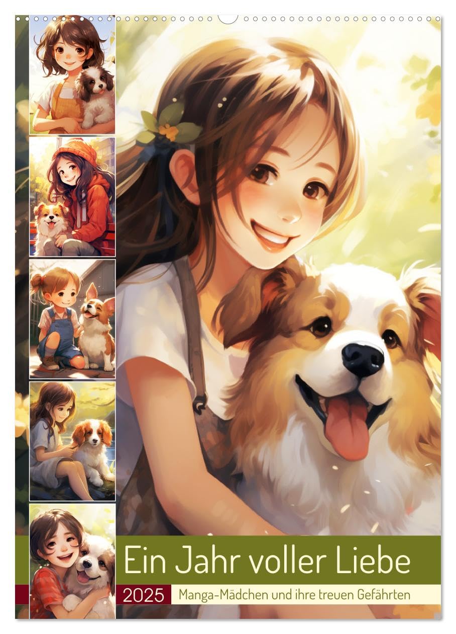 Ein Jahr voller Liebe. Manga-Mädchen und ihre treuen Gefährten (Wandkalender 2025 DIN A2 hoch), CALVENDO Monatskalender: Süße Girls mit ihren lieblichen Hunden (CALVENDO Menschen) Film, Art & Culture