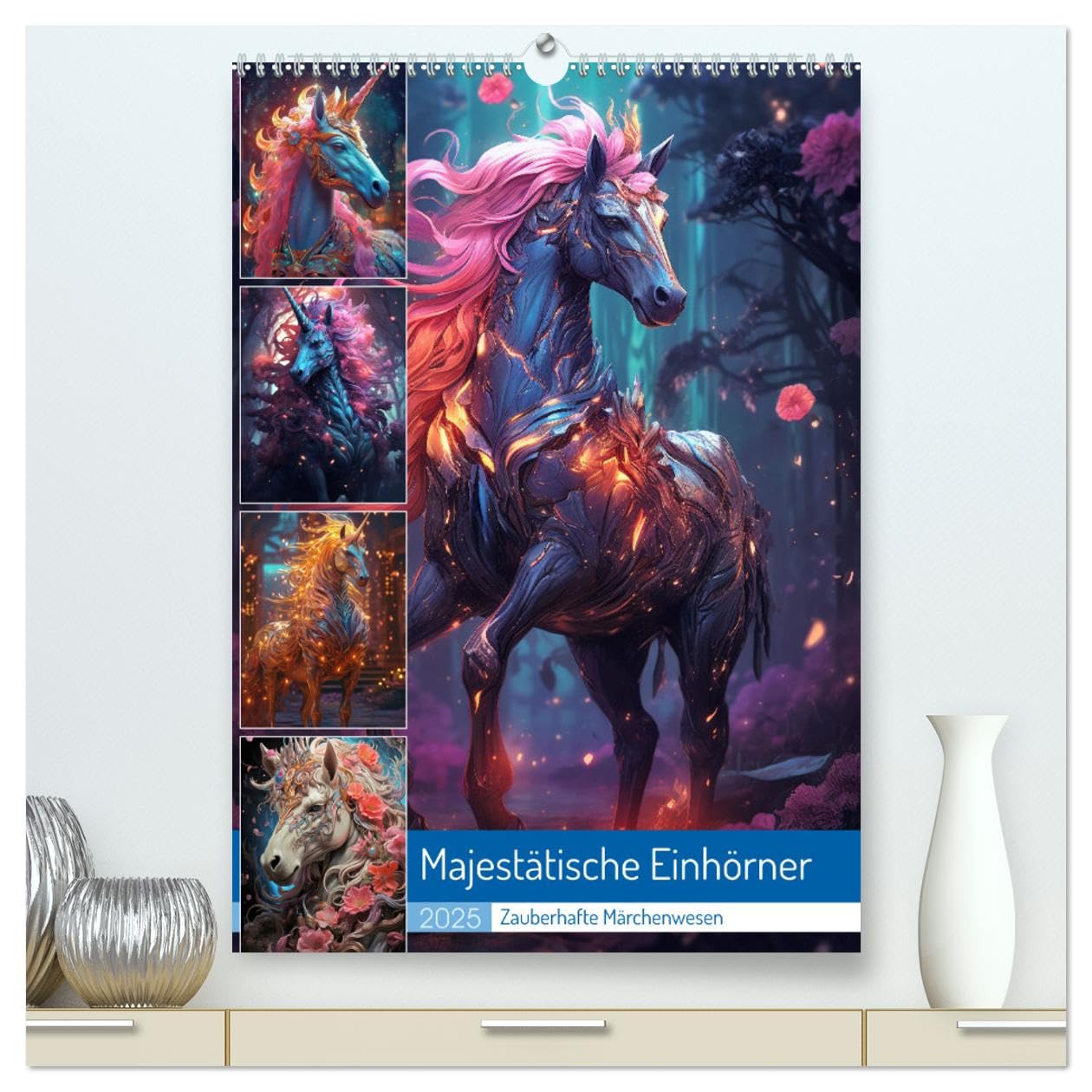 Majestätische Einhörner (hochwertiger Premium Wandkalender 2025 DIN A2 hoch), Kunstdruck in Hochglanz: Majestätische Einhörner sind eine harmonische ... jeden in ihren Bann. (CALVENDO Wissenschaft) Lifestyle