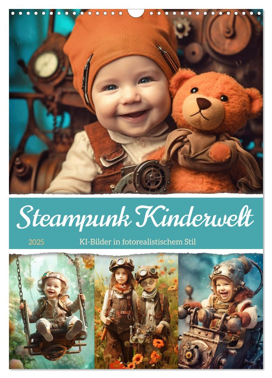 Steampunk Kinderwelt (Wandkalender 2025 DIN A3 hoch), CALVENDO Monatskalender: KI-Bilder in fotorealistischem Stil (CALVENDO Menschen) Social Sciences