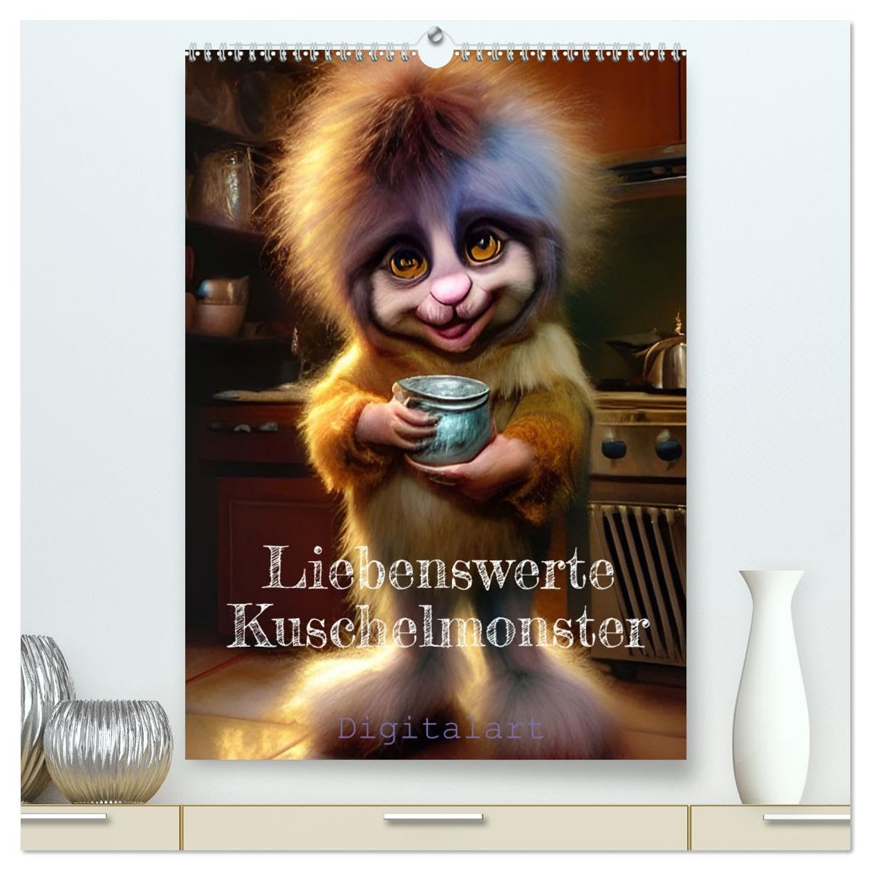 Liebenswerte Kuschelmonster - Digitalart (hochwertiger Premium Wandkalender 2025 DIN A2 hoch), Kunstdruck in Hochglanz Calendars
