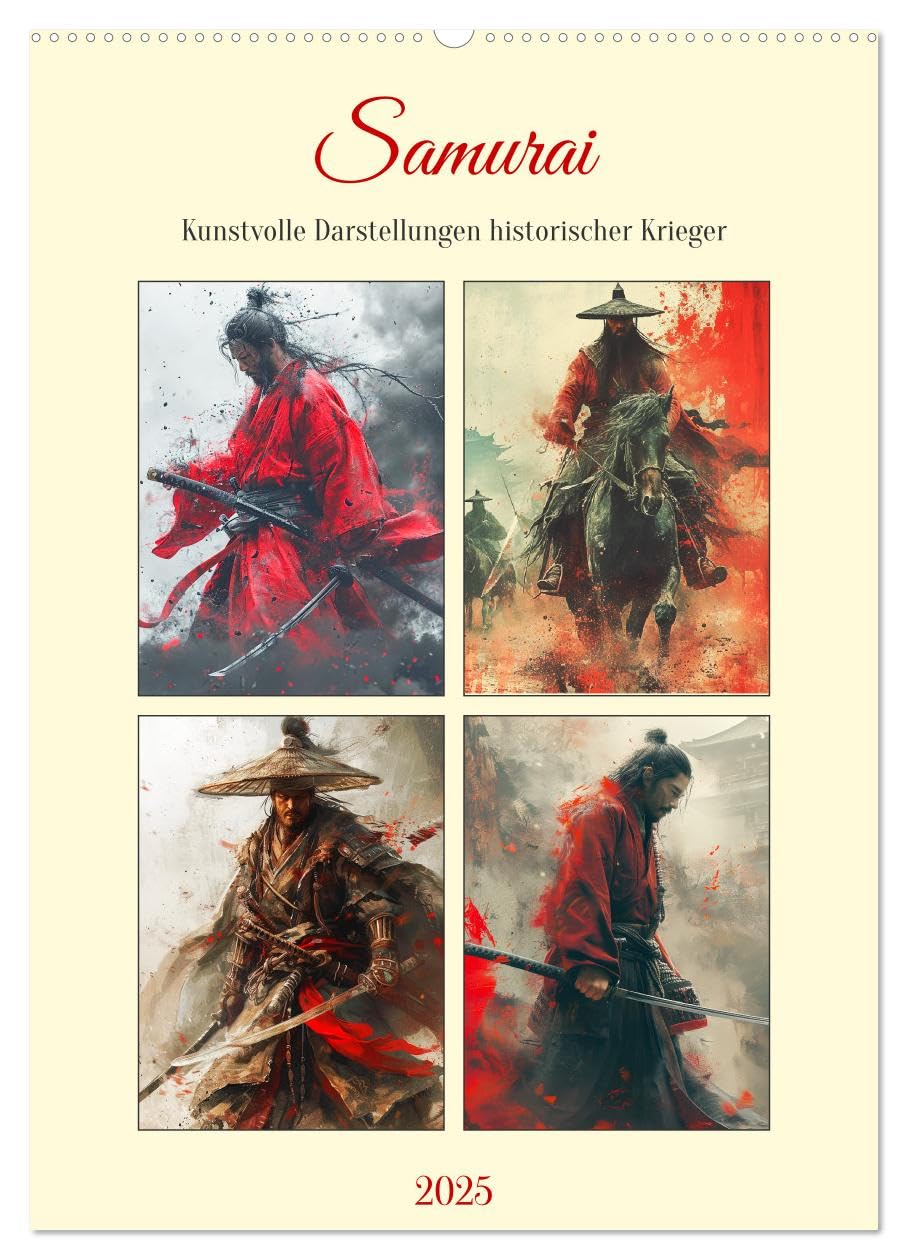 Samurai. Kunstvolle Darstellungen historischer Krieger (Wandkalender 2025 DIN A2 hoch), CALVENDO Monatskalender: Die tapferen Krieger des alten Japans in tollen Paintings (CALVENDO Kunst) Living & Furnishing