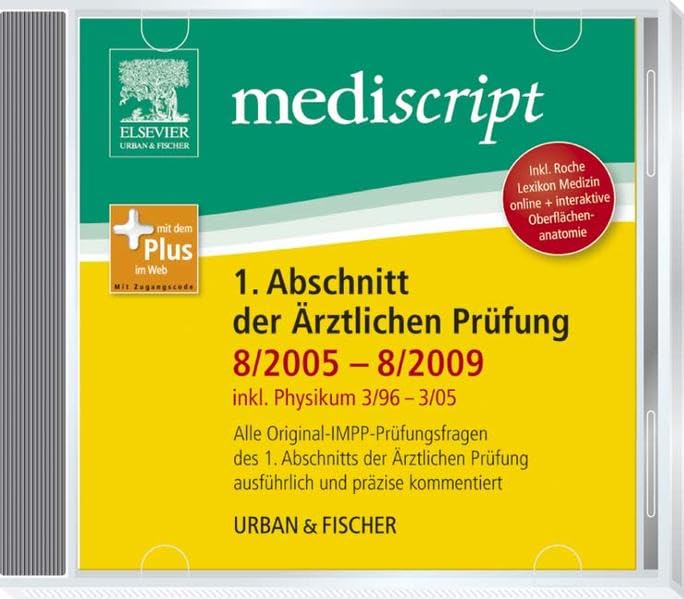 Mediscript 1. Abschnitt der rztlichen Prfung 8/05-8/09 DVD, inkl. Physikum 3/96-3/05 software