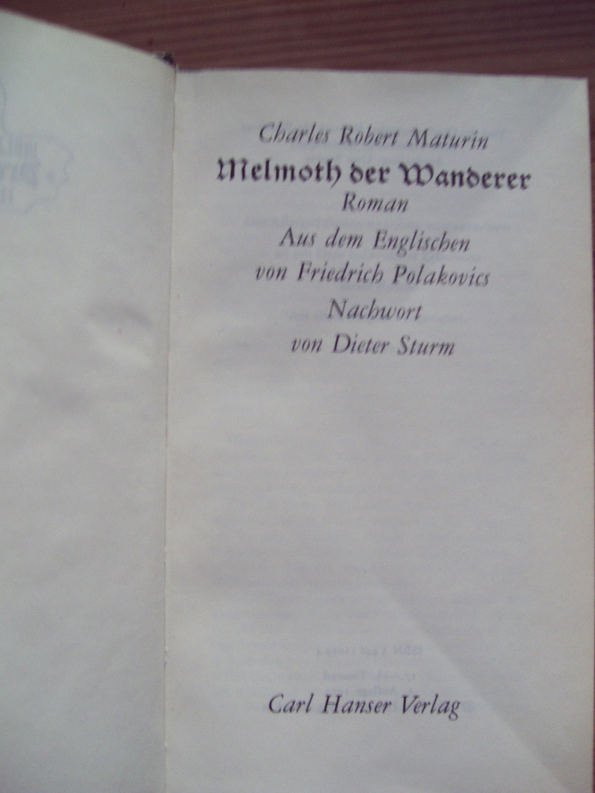 Melmoth, der Wanderer: Roman Contemporary literature