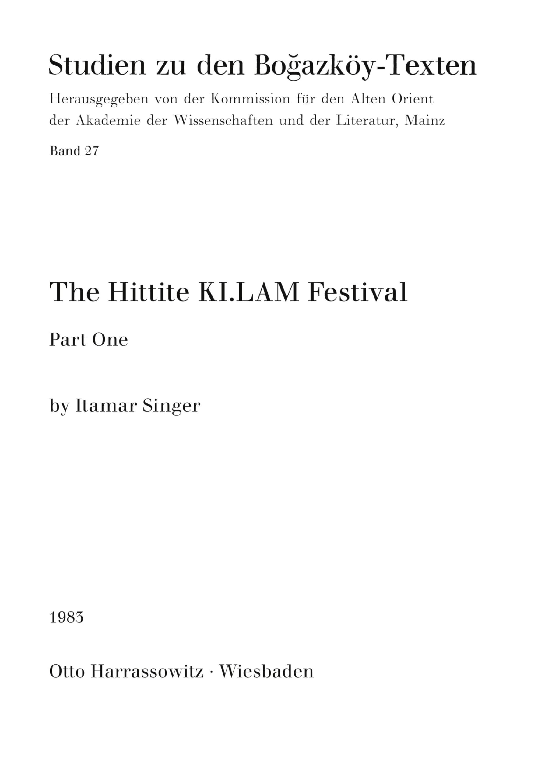The Hittite KI. LAM Festival Social Sciences
