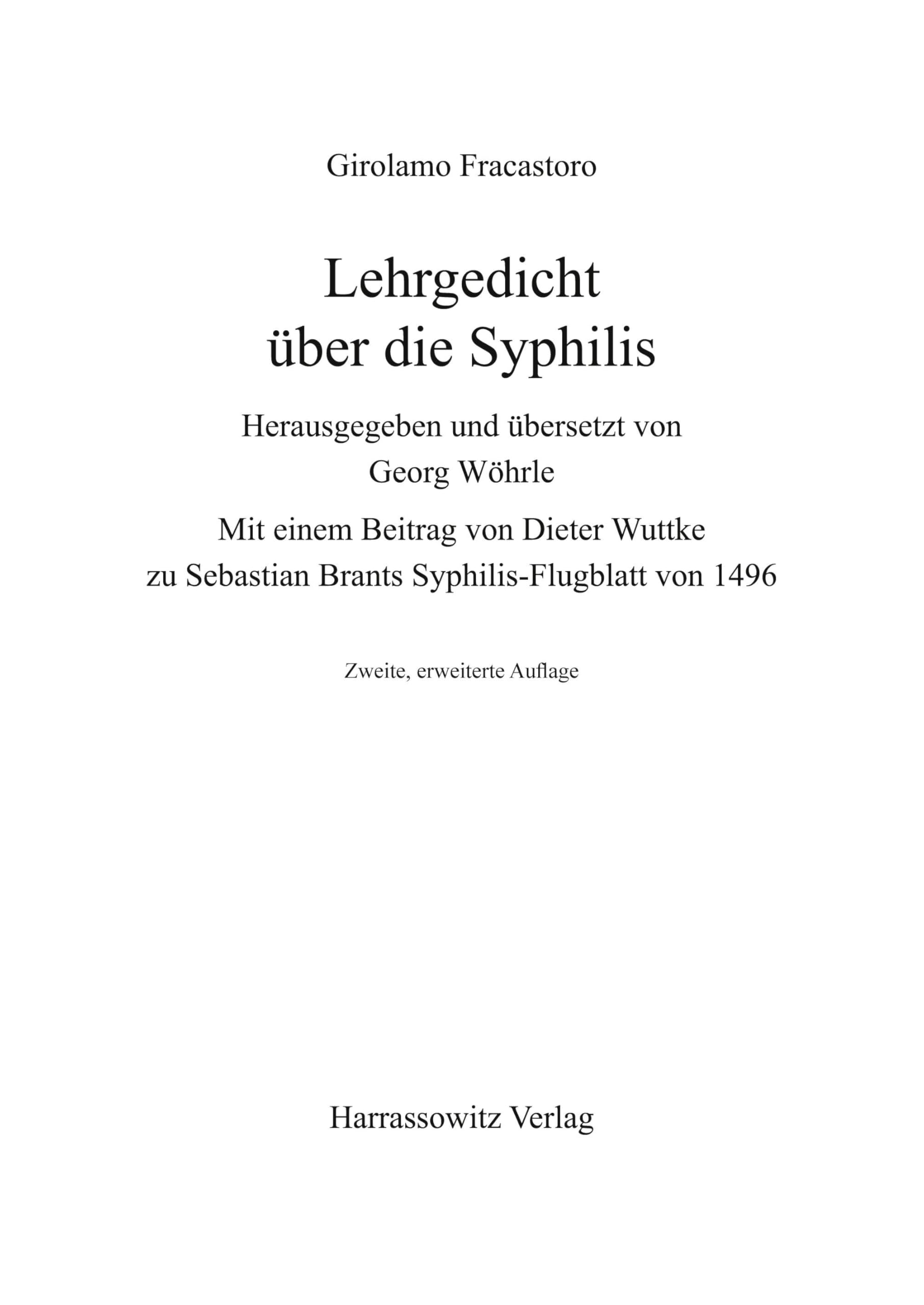 Lehrgedicht über die Syphilis Medicine