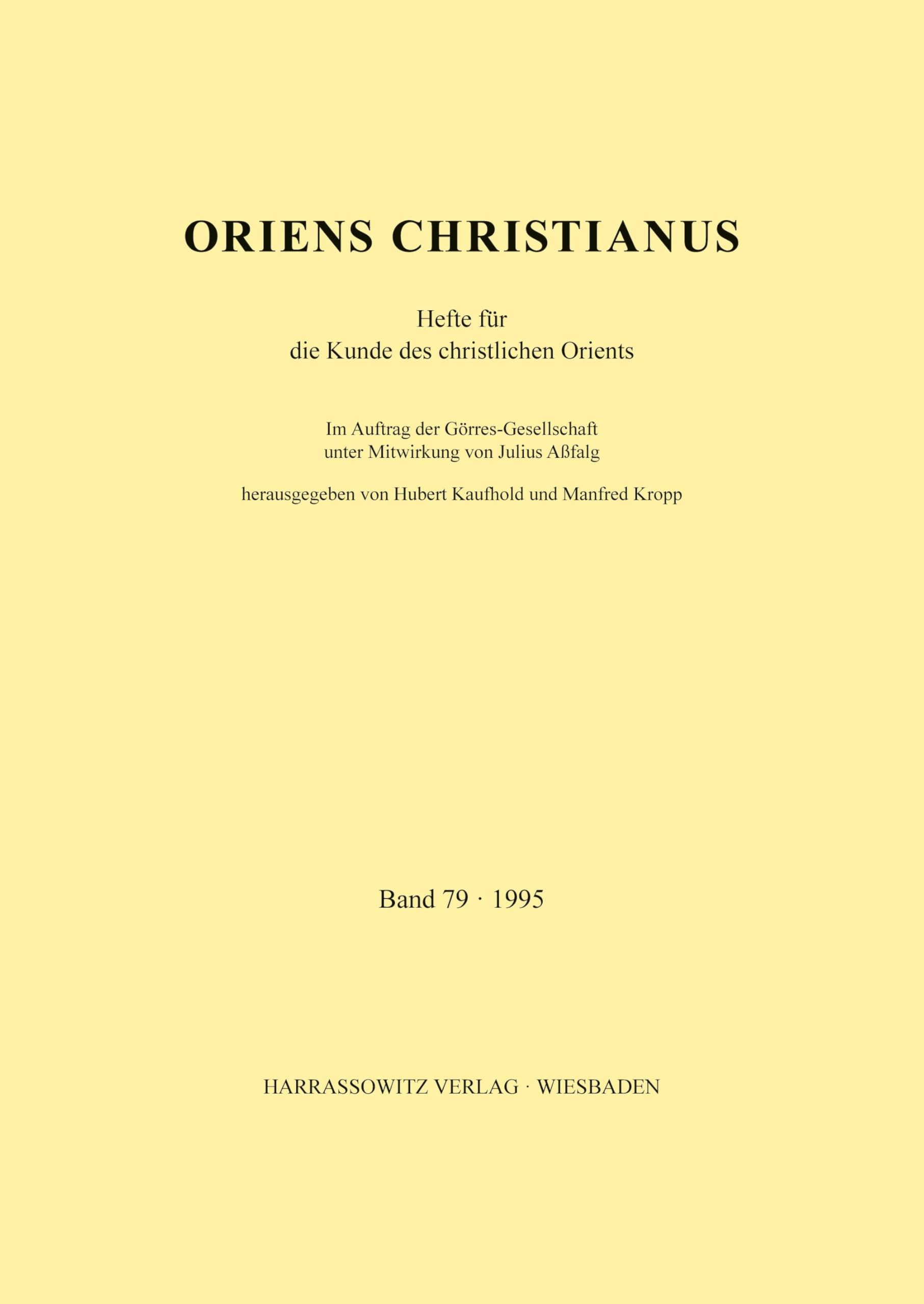 Oriens Christianus 79 (1995) Social Sciences