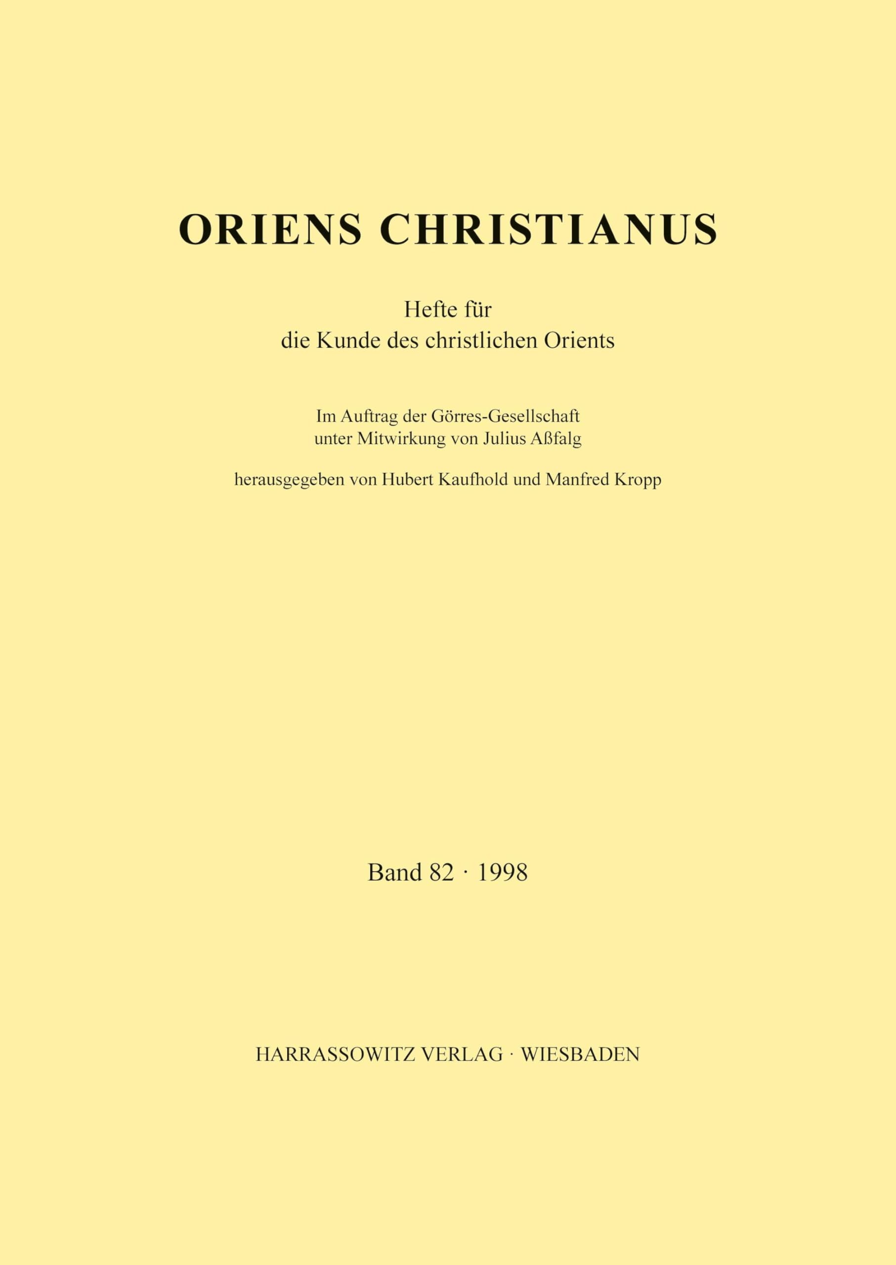 Oriens Christianus 82 (1998) Social Sciences