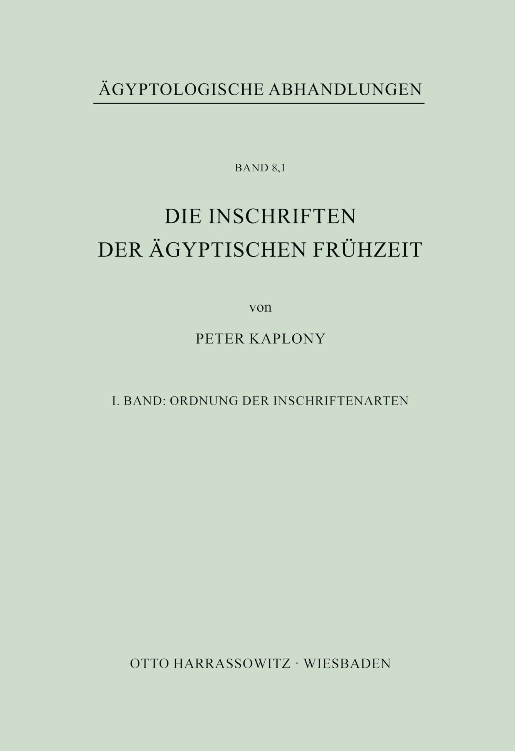 Die Inschriften der Ägyptischen Frühzeit Natural Sciences