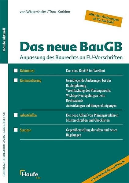 Das neue BauGB: Anpassung des Baurechts an EU-Vorschriften. (Haufe aktuell) Law