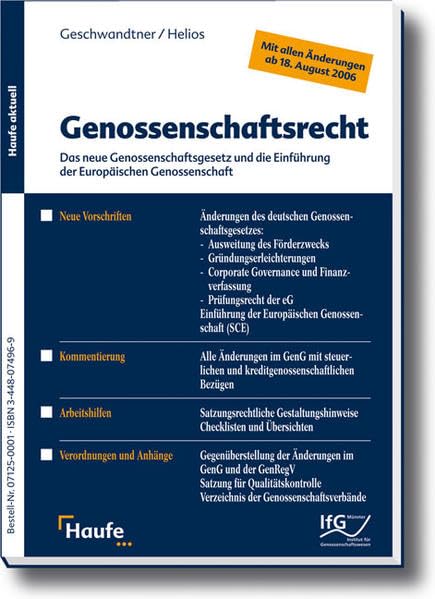 Genossenschaftsrecht: Das neue Genossenschaftsgesetz und die Einführung der Europäischen Genossenschaft book