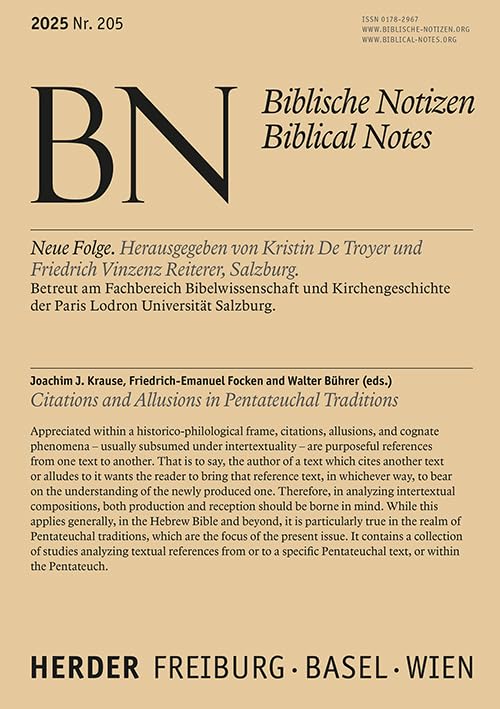 Citations and Allusions in Pentateuchal Traditions: Biblische Notizen 205/2025 Religion & Esotericism
