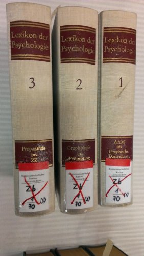 Lexikon der Psychologie. Erster Band ; AAM bis graphische Darstellung Books