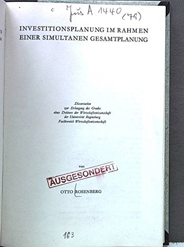 Investitionsplanung im Rahmen einer simultanen Gesamtplanung Professional & Reference Books