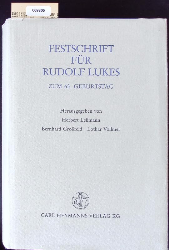 Festschrift für Rudolf Lukes: Zum 65. Geburtstag Law
