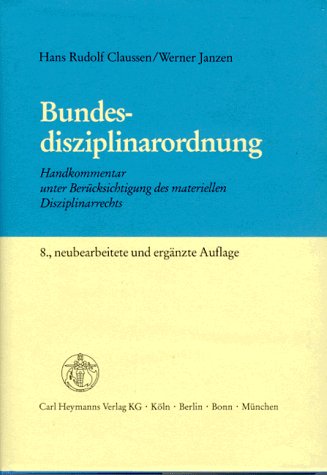 Bundesdisziplinarordnung Professional & Reference Books