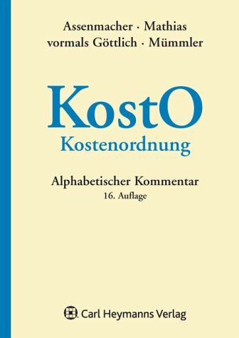 Product Image: Kostenordnung (KostO), Kommentar