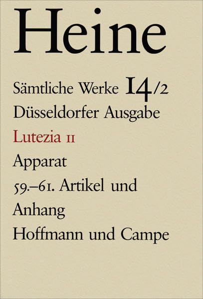Sämtliche Werke. Historisch-kritische Gesamtausgabe der Werke. Düsseldorfer Ausgabe / Lutezia II book
