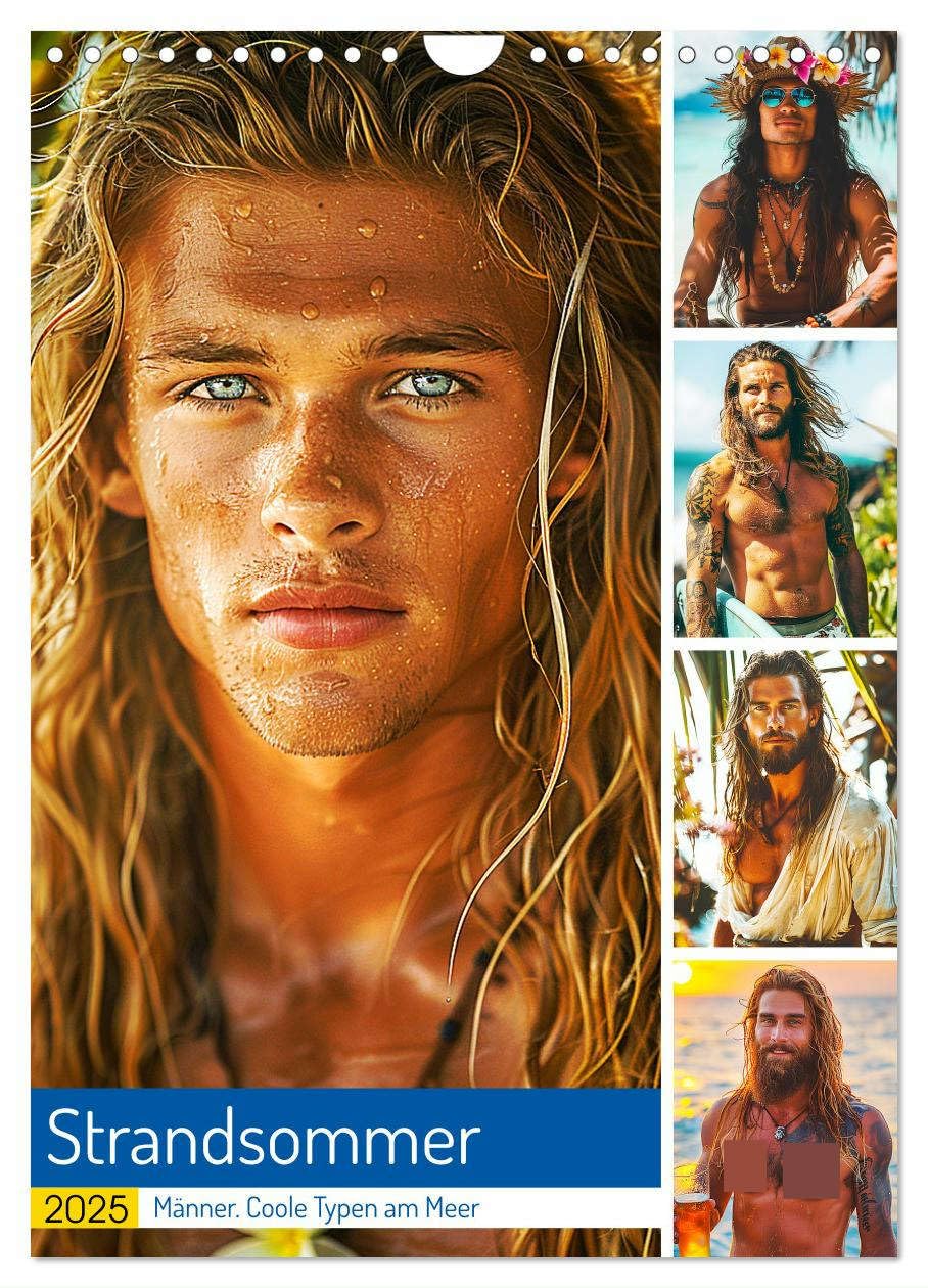 Strandsommer. Männer. Coole Typen am Meer (Wandkalender 2025 DIN A4 hoch), CALVENDO Monatskalender: Sonnenbräune, Meeresbrise und schöne Jungs an Stränden (CALVENDO Erotik) Calendars