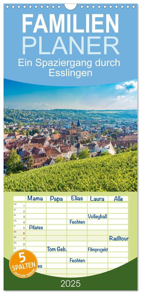 Familienplaner 2025 - Ein Spaziergang durch Esslingen mit 5 Spalten (Wandkalender, 21 cm x 45 cm), CALVENDO: Stadtansichten von Esslingen am Neckar (CALVENDO Orte) Leisure, Home & Garden