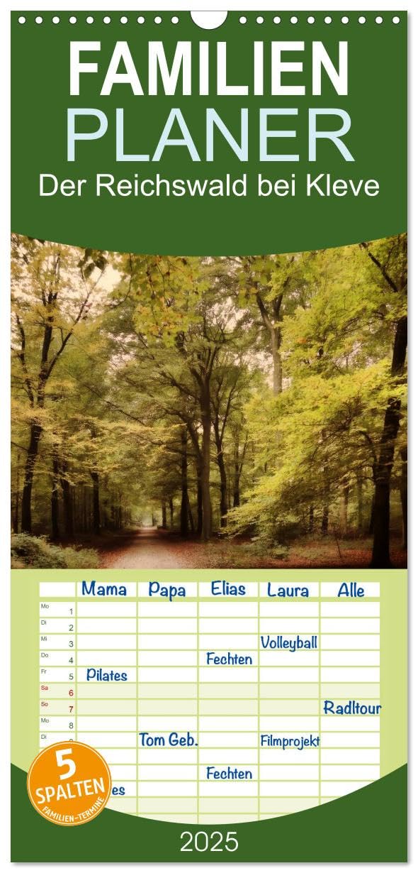 Familienplaner 2025 - Der Reichswald bei Kleve mit 5 Spalten (Wandkalender, 21 cm x 45 cm), CALVENDO: Ein Wald in zauberhaften Bildern (CALVENDO Natur) Leisure, Home & Garden