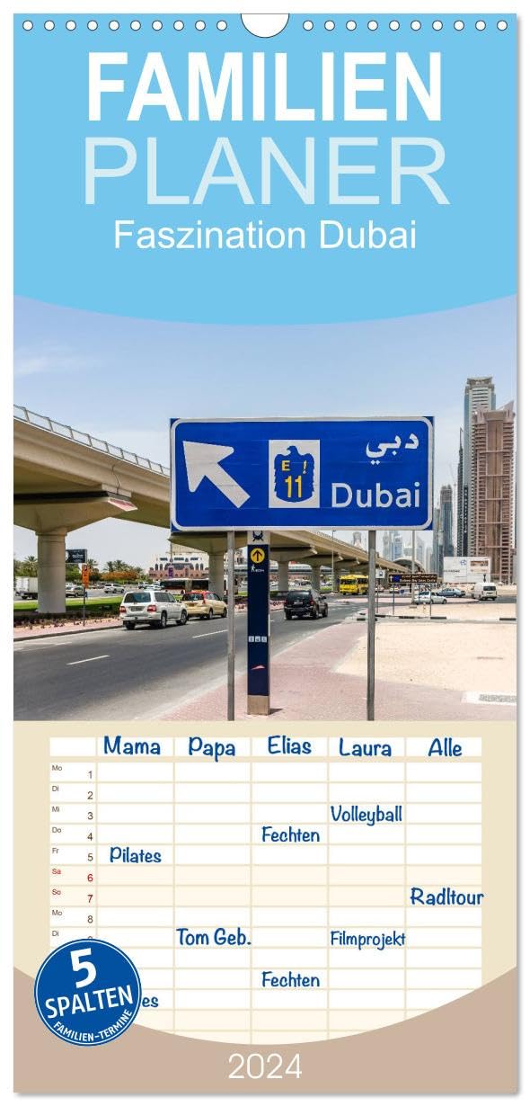 Familienplaner 2025 - Faszination Dubai mit 5 Spalten (Wandkalender, 21 cm x 45 cm), CALVENDO: Zwischen Fischmarkt und Burj Khalifa: Die ... Fotos neu entdecken. (CALVENDO Orte) Leisure, Home & Garden