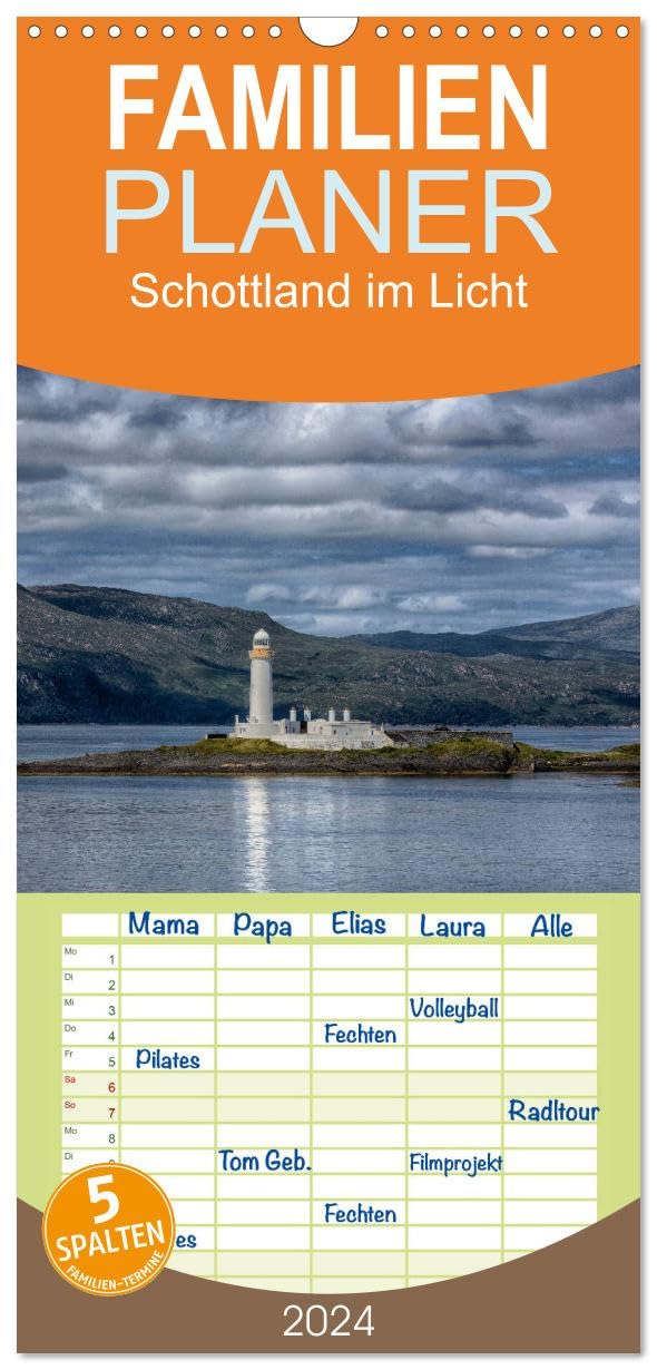 Familienplaner 2025 - Schottland im Licht mit 5 Spalten (Wandkalender, 21 cm x 45 cm), CALVENDO: Beeindruckende Landschaften und Baudenkmäler von Edinburgh bis zu den Orkney-Inseln (CALVENDO Orte) Leisure, Home & Garden