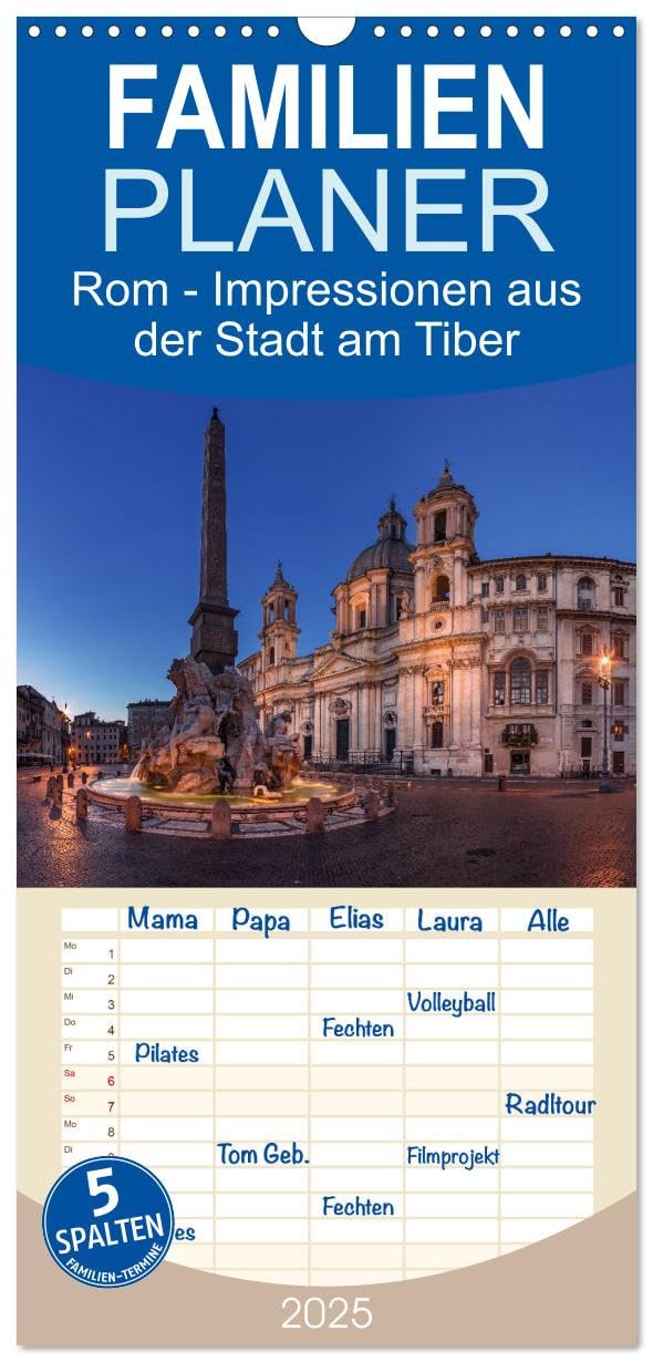 Familienplaner 2025 - Rom - Impressionen aus der Stadt am Tiber mit 5 Spalten (Wandkalender, 21 cm x 45 cm), CALVENDO Leisure, Home & Garden