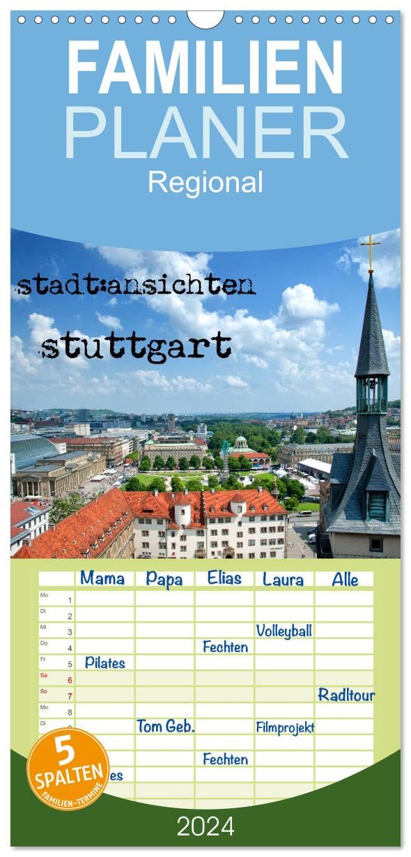 Familienplaner 2025 - stadtansichten stuttgart mit 5 Spalten (Wandkalender, 21 cm x 45 cm), CALVENDO: Stuttgart für Entdecker. (CALVENDO Orte) Leisure, Home & Garden