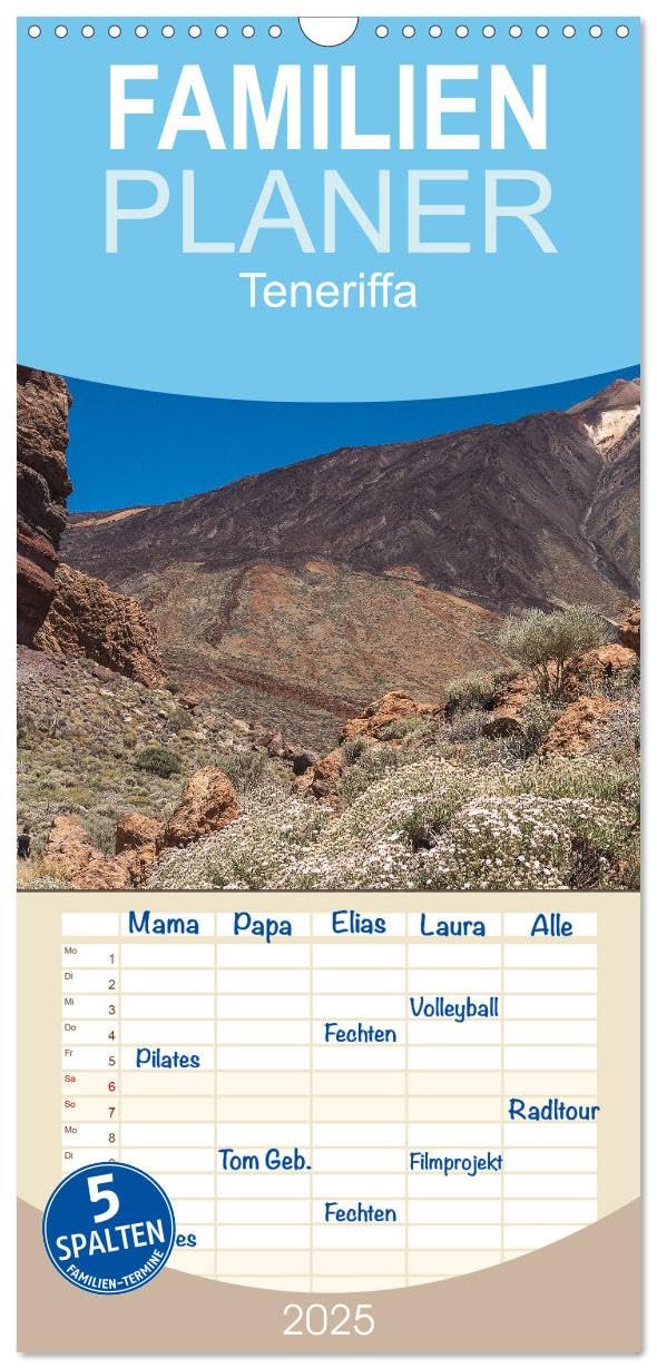 Familienplaner 2025 - Teneriffa - Inmitten des Atlantischen Archipels mit 5 Spalten (Wandkalender, 21 cm x 45 cm), CALVENDO Film, Art & Culture