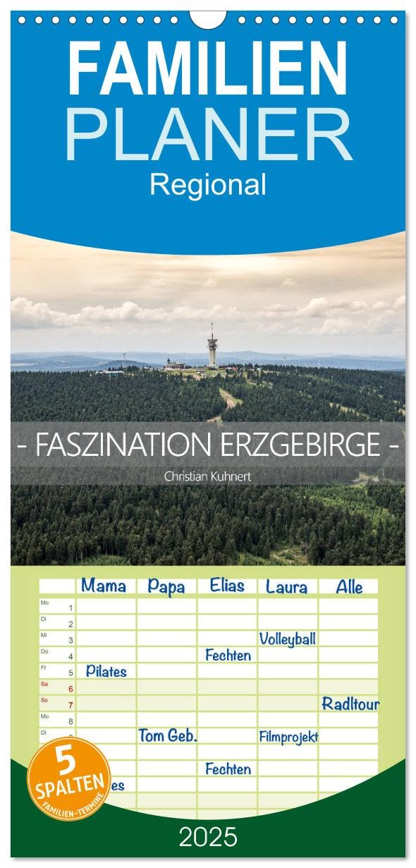 Familienplaner 2025 - Faszination Erzgebirge mit 5 Spalten (Wandkalender, 21 cm x 45 cm), CALVENDO: Ein Überblick über die beeindruckende Region des Erzgebirges (CALVENDO Natur) Leisure, Home & Garden