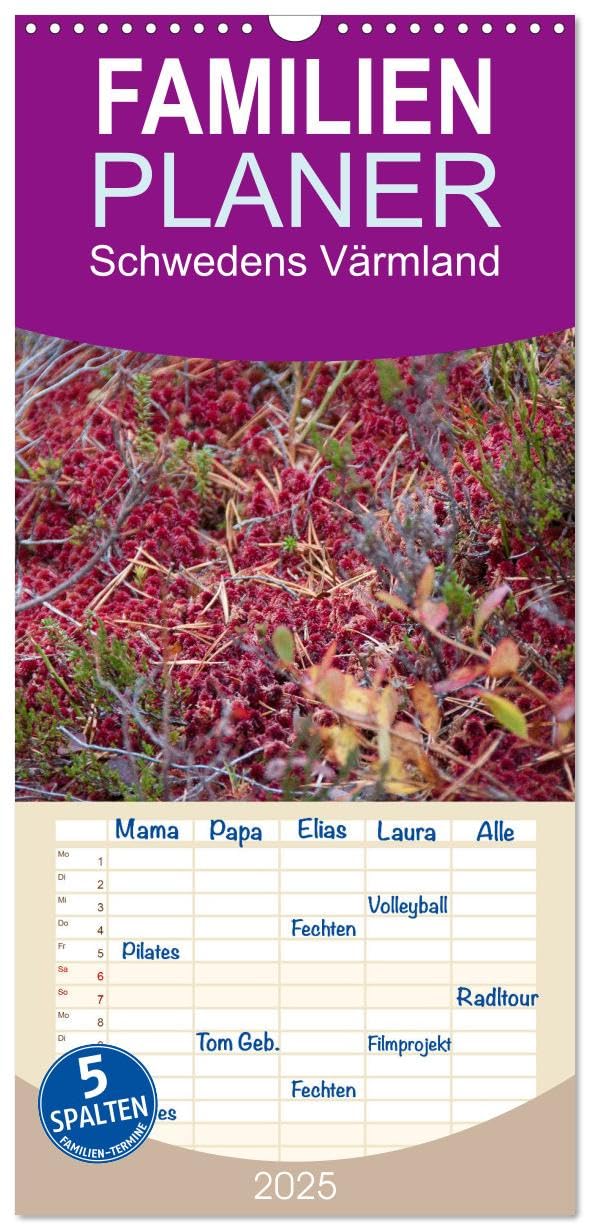Familienplaner 2025 - Schwedens Värmland mit 5 Spalten (Wandkalender, 21 cm x 45 cm), CALVENDO: Die Provinz Värmland in Schweden (CALVENDO Natur) Film, Art & Culture