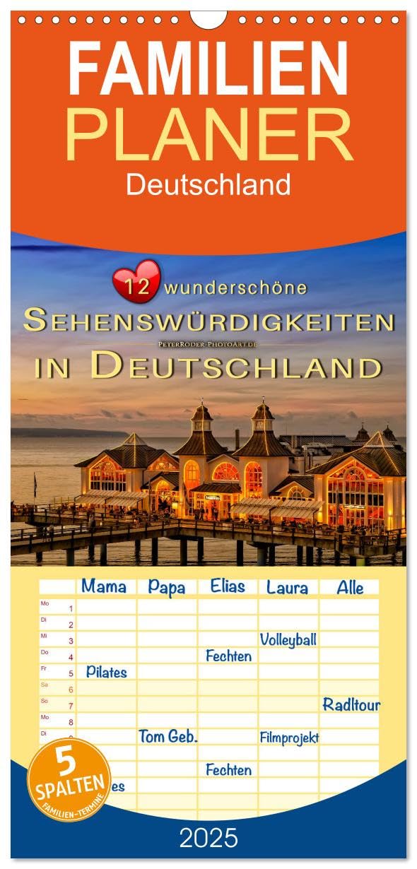 Familienplaner 2025 - 12 wunderschöne Sehenswürdigkeiten in Deutschland mit 5 Spalten (Wandkalender, 21 cm x 45 cm), CALVENDO: Jeden Monat eine ... in Deutschland entdecken. (CALVENDO Orte) Living & Furnishing