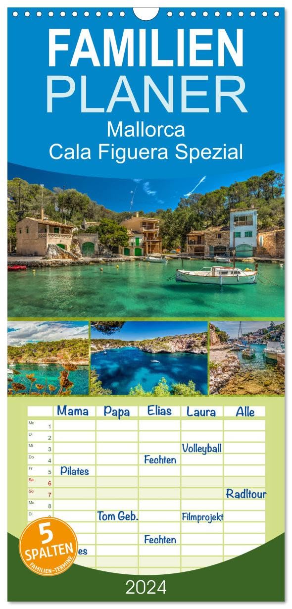 Familienplaner 2025 - Mallorca - Cala Figuera Spezial mit 5 Spalten (Wandkalender, 21 cm x 45 cm), CALVENDO: Mallorcas Naturhafen Cala Figuera in schönsten Bildern dargestellt (CALVENDO Orte) Leisure, Home & Garden