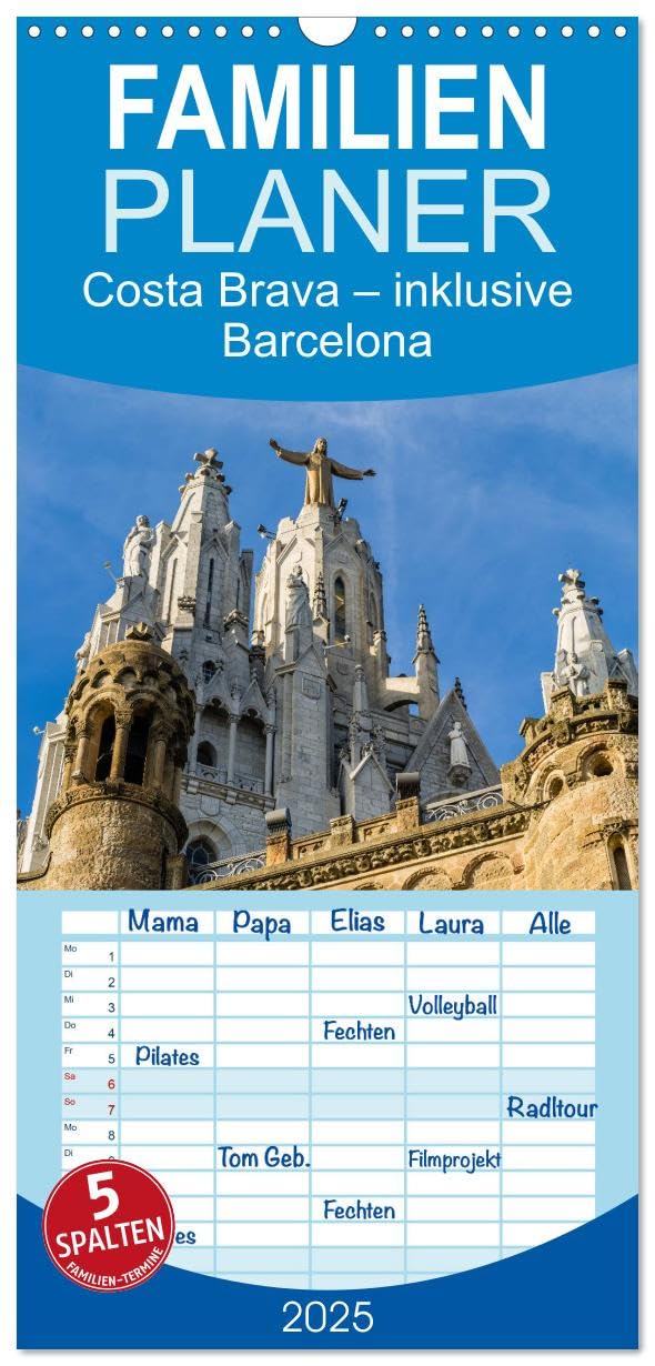 Familienplaner 2025 - Costa Brava – inklusive Barcelona mit 5 Spalten (Wandkalender, 21 cm x 45 cm), CALVENDO: Costa Brava bedeutet "wilde Küste": ... hätte man kaum finden können! (CALVENDO Orte) Leisure, Home & Garden