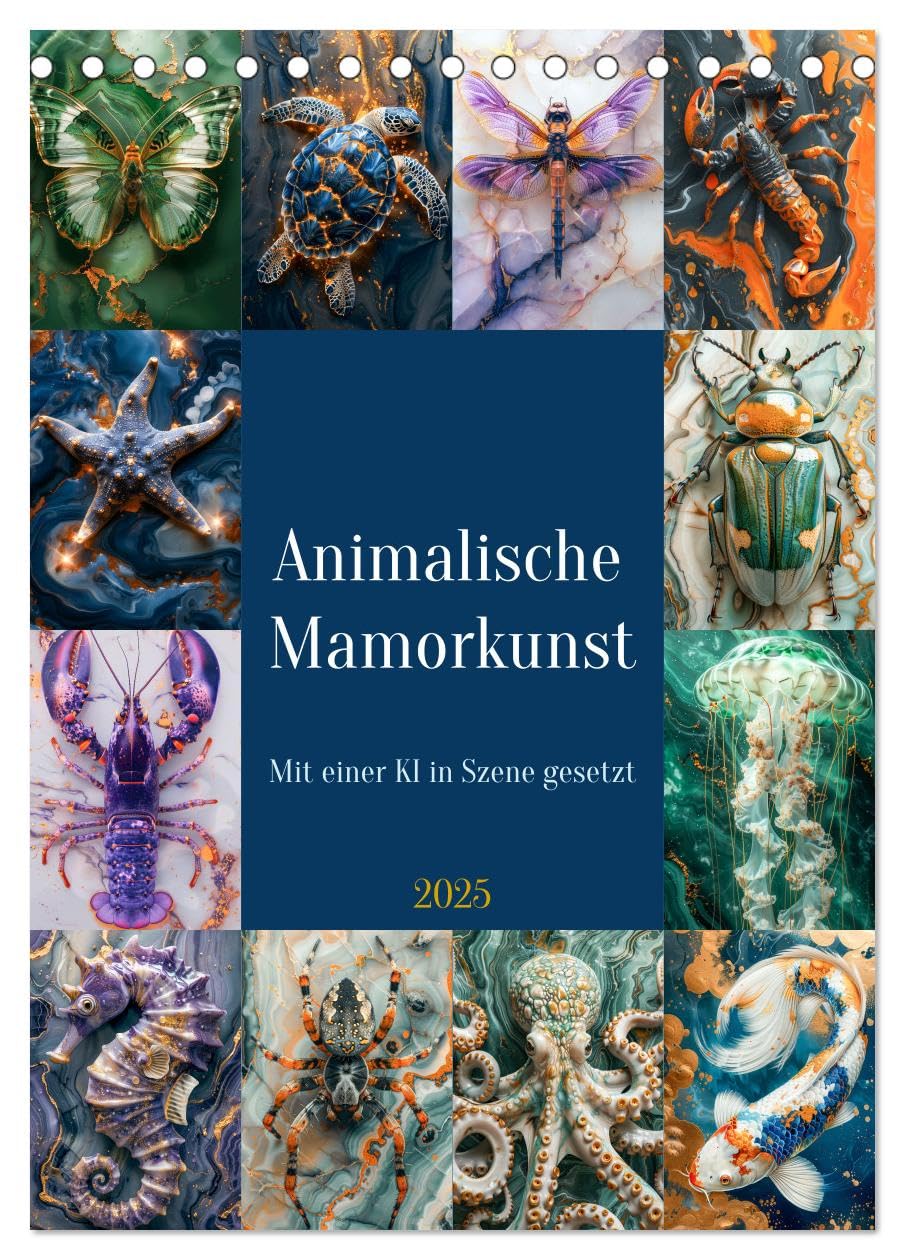 Animalische Mamorkunst (Tischkalender 2025 DIN A5 hoch), CALVENDO Monatskalender: Animalische Mamorkunst bezeichnet die künstlerische Darstellung von Tieren in Marmor. (CALVENDO Tiere) Lifestyle