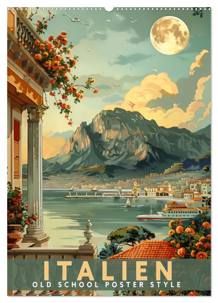 Italien - Old School Poster Style (Wandkalender 2025 DIN A2 hoch), CALVENDO Monatskalender: Eine Sammlung von Poster über Italien in Old School Style (CALVENDO Orte) Film, Art & Culture